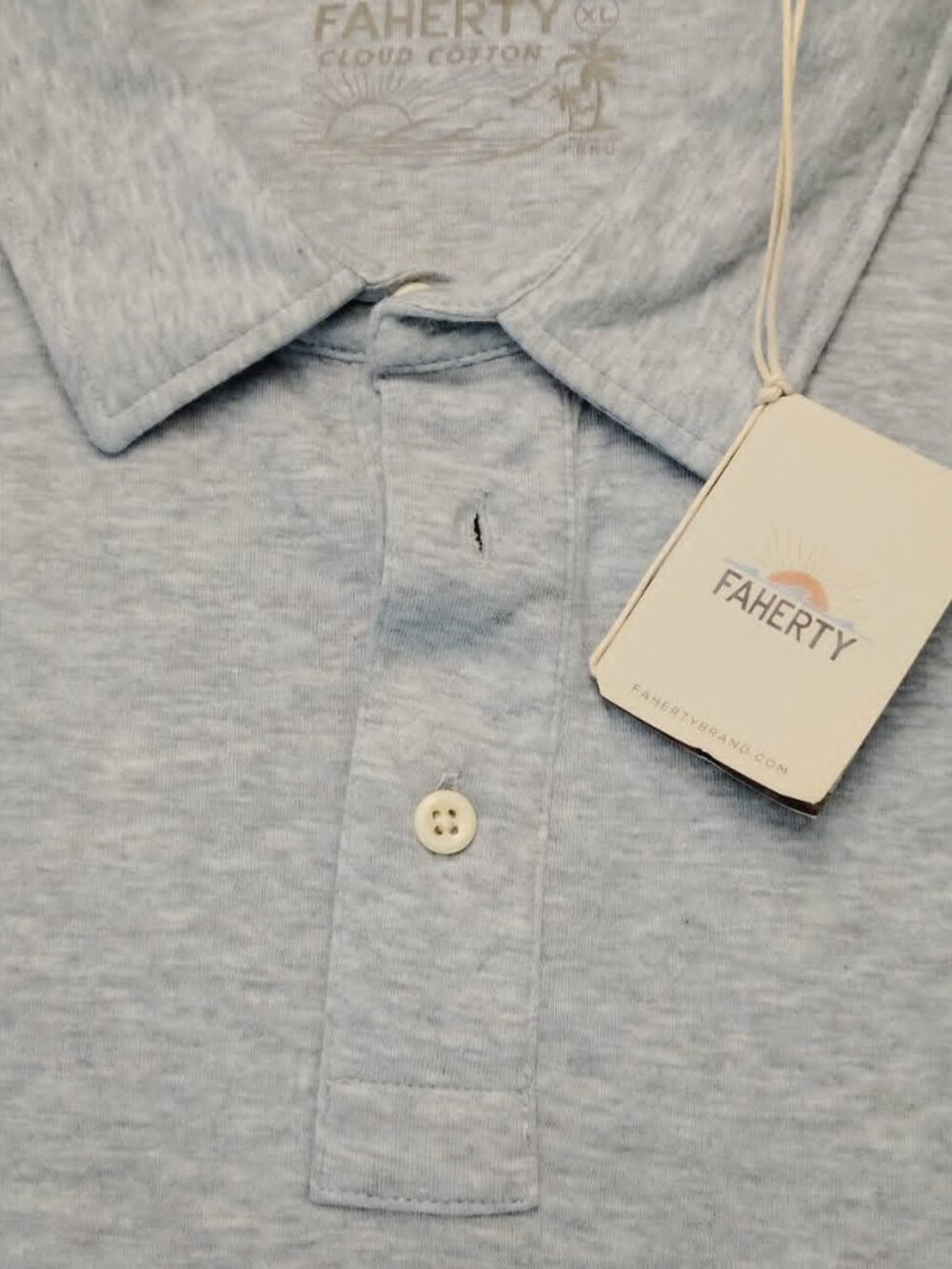 Faherty Cloud Men's XL Light Blue Heather Polo NWT